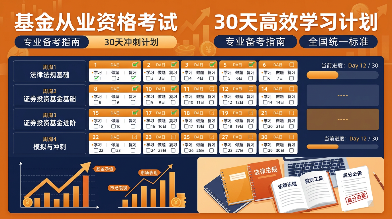 基金从业备考攻略：科目一+科目二30天高效通关计划（2026）